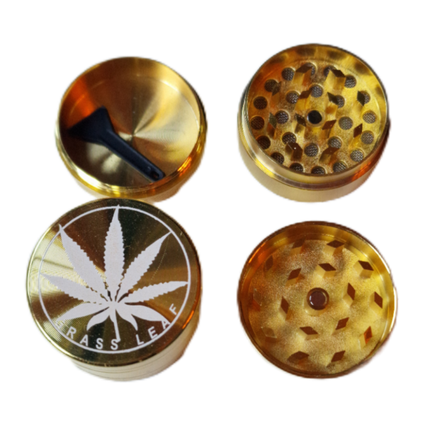 Grinder Metal Dourado Médio **Hemp Leaf**