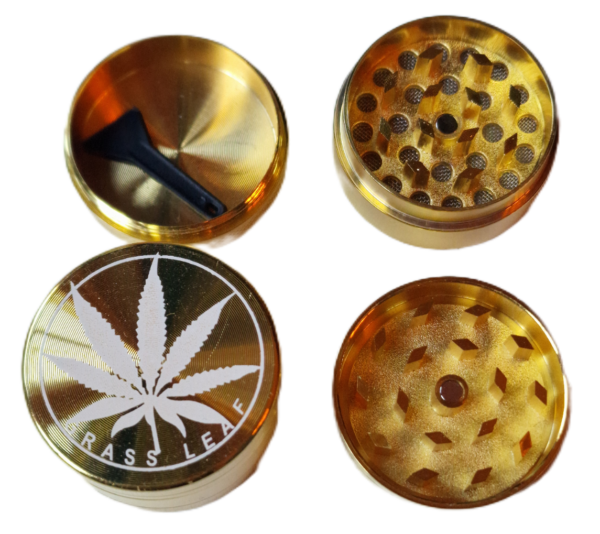 Grinder Metal Dourado Médio **Hemp Leaf** - Image 2